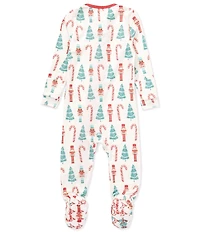 Copper Pearl Baby Boys Nicholas Holiday Print Long Sleeve Zip Front Footie Coverall