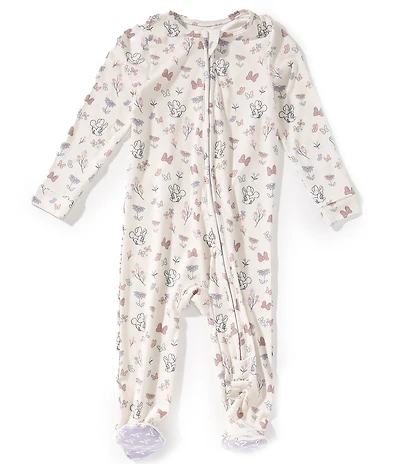 Copper Pearl Baby Girls Bowquet Print Zip Up Footie Pajama