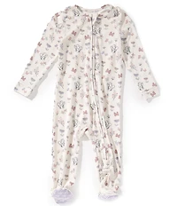 Copper Pearl Baby Girls Bowquet Print Zip Up Footie Pajama