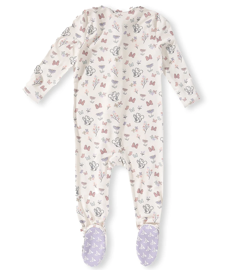 Copper Pearl Baby Girls Bowquet Print Zip Up Footie Pajama