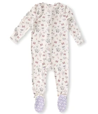 Copper Pearl Baby Girls Bowquet Print Zip Up Footie Pajama