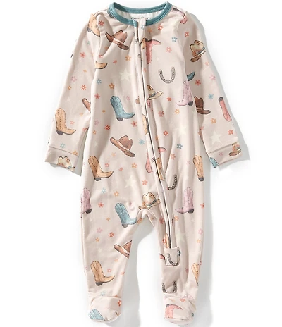 Copper Pearl Baby Girls Cheyenne Western Print Long Sleeve Zip Front Footie