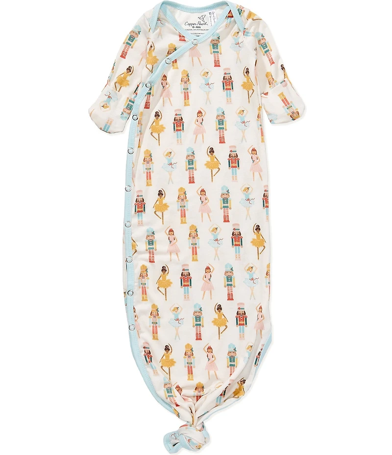 Copper Pearl Baby Girls Juliet Nutcracker Print Long-Sleeve Knotted Gown