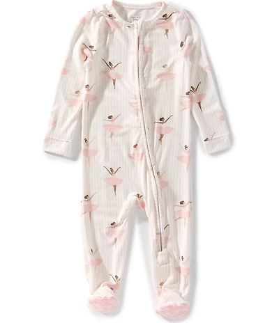 Copper Pearl Baby Girls Long Sleeve Allover Print Katerina Zip-Up Footie