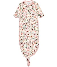 Copper Pearl Baby Girls Natalie Floral Print Long-Sleeve Knotted Gown