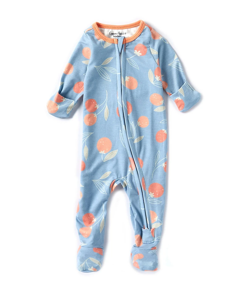 Copper Pearl Baby Girls Clementine Long Sleeve Zip Front Footie