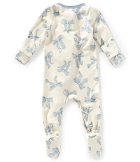 Copper Pearl Baby Girls Daphne Bow Print Long Sleeve Zip Front Footie