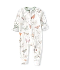 Copper Pearl Baby Girls Luna Butterfly Print Long Sleeve Zip Front Footie