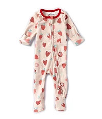 Copper Pearl Baby Girls Strawberry Long Sleeve Zip Front Footie
