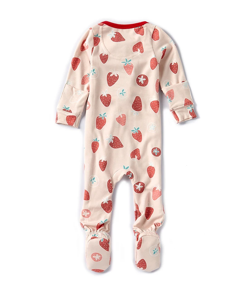 Copper Pearl Baby Girls Strawberry Long Sleeve Zip Front Footie
