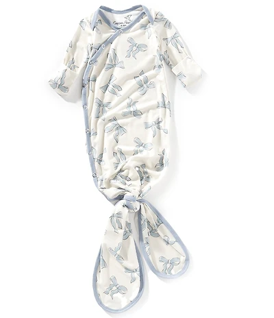 Copper Pearl Baby Girls Daphne Bow Print Long-Sleeve Knotted Gown
