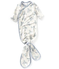 Copper Pearl Baby Girls Daphne Bow Print Long-Sleeve Knotted Gown