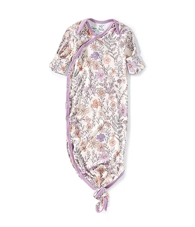 Copper Pearl Baby Girls Flora Floral Print Long Sleeve Knotted Gown