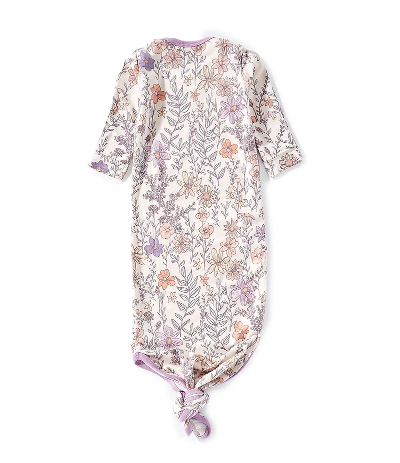 Copper Pearl Baby Girls Flora Floral Print Long Sleeve Knotted Gown