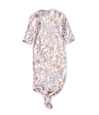 Copper Pearl Baby Girls Flora Floral Print Long Sleeve Knotted Gown