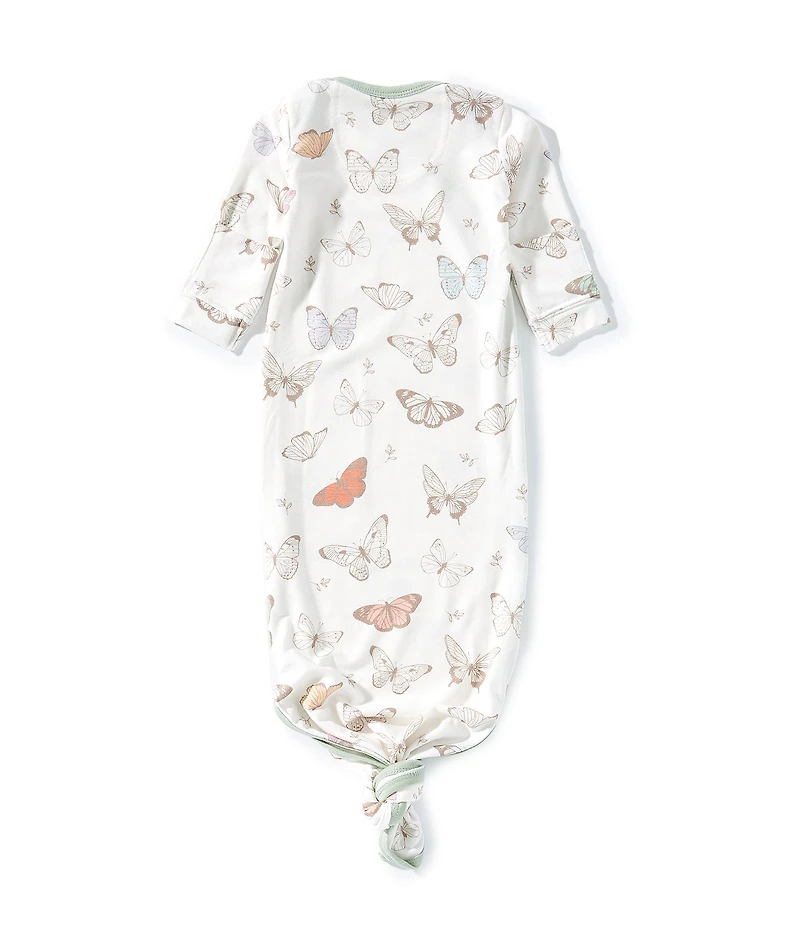 Copper Pearl Baby Girls Luna Butterfly Print Long Sleeve Knotted Gown