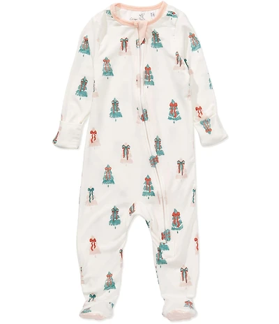 Copper Pearl Baby Girls Olivia Tree Print Long Sleeve Zip Front Footie