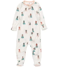 Copper Pearl Baby Girls Olivia Tree Print Long Sleeve Zip Front Footie