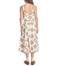 COREY LYNN CALTER Woven Embroidered Pleated A-Line Midi Skirt