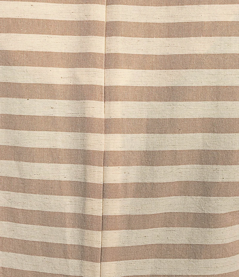 COREY LYNN CALTER Yolanda Woven Stripe Print Round Neck Short Sleeve Coordinating Peplum Top