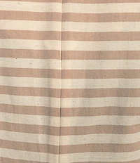 COREY LYNN CALTER Yolanda Woven Stripe Print Round Neck Short Sleeve Coordinating Peplum Top