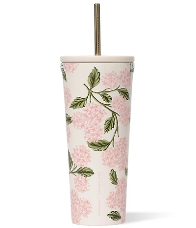 Corkcicle Pink Hydrangea Stainless Steel Triple-Insulated Cold Cup, 24 oz