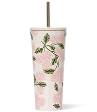 Corkcicle Pink Hydrangea Stainless Steel Triple-Insulated Cold Cup, 24 oz