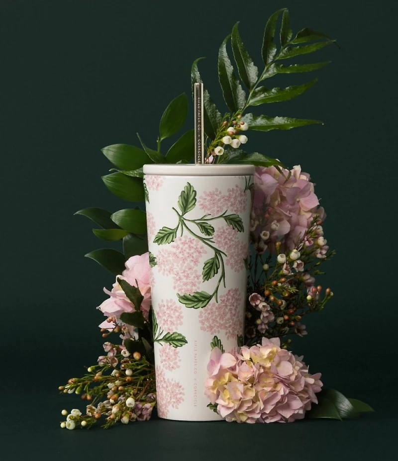 Corkcicle Pink Hydrangea Stainless Steel Triple-Insulated Cold Cup, 24 oz