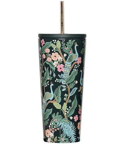 Corkcicle x Rifle Paper Co. Peacock Stainless Steel Triple-Insulated Cold Cup Tumbler, 24oz
