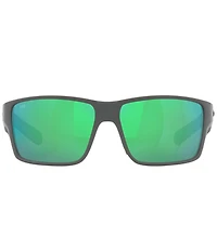 Costa Men's 6S9007 Reefton Mirrored Crystal 64mm Rectangle Polarized Sunglasses