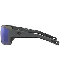 Costa Men's 6S9007 Reefton Mirrored Crystal 64mm Rectangle Polarized Sunglasses