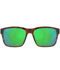Costa Men's 6S9049 Paunch Tortoise Mirrored 57mm Square Polarized Sunglasses