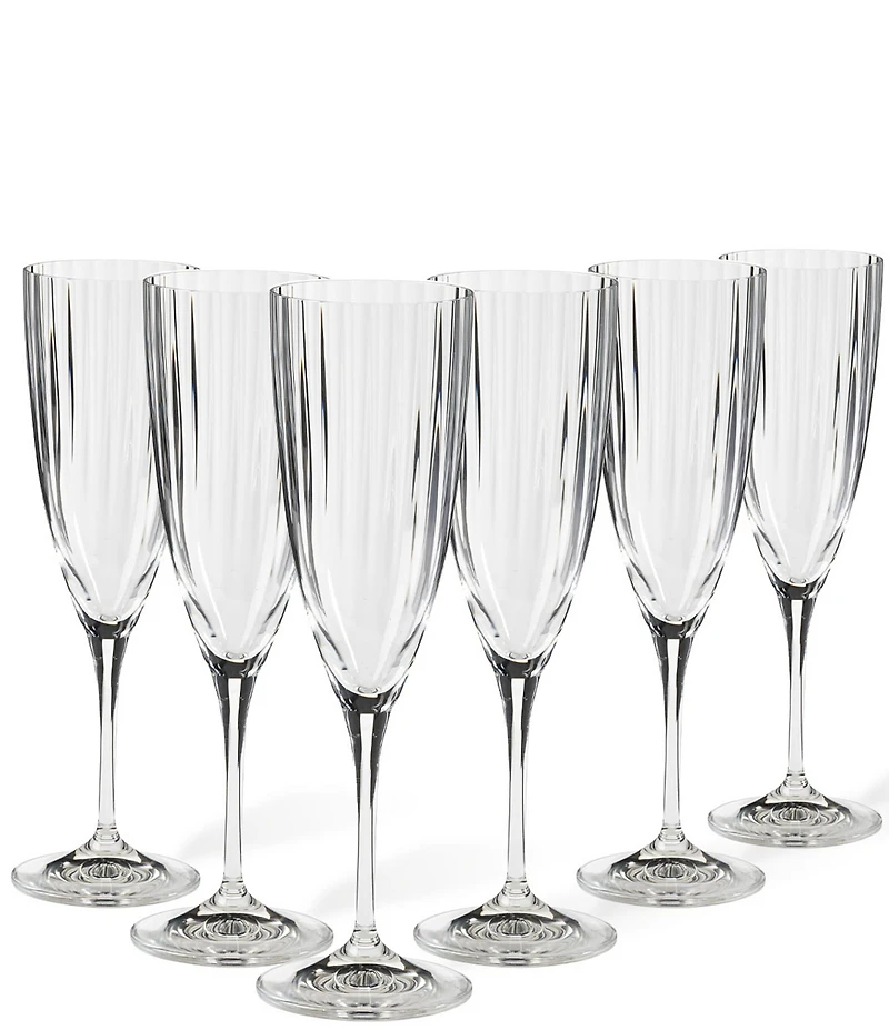 Costa Nova Sensa Clear Flute Glasses, Set of 6