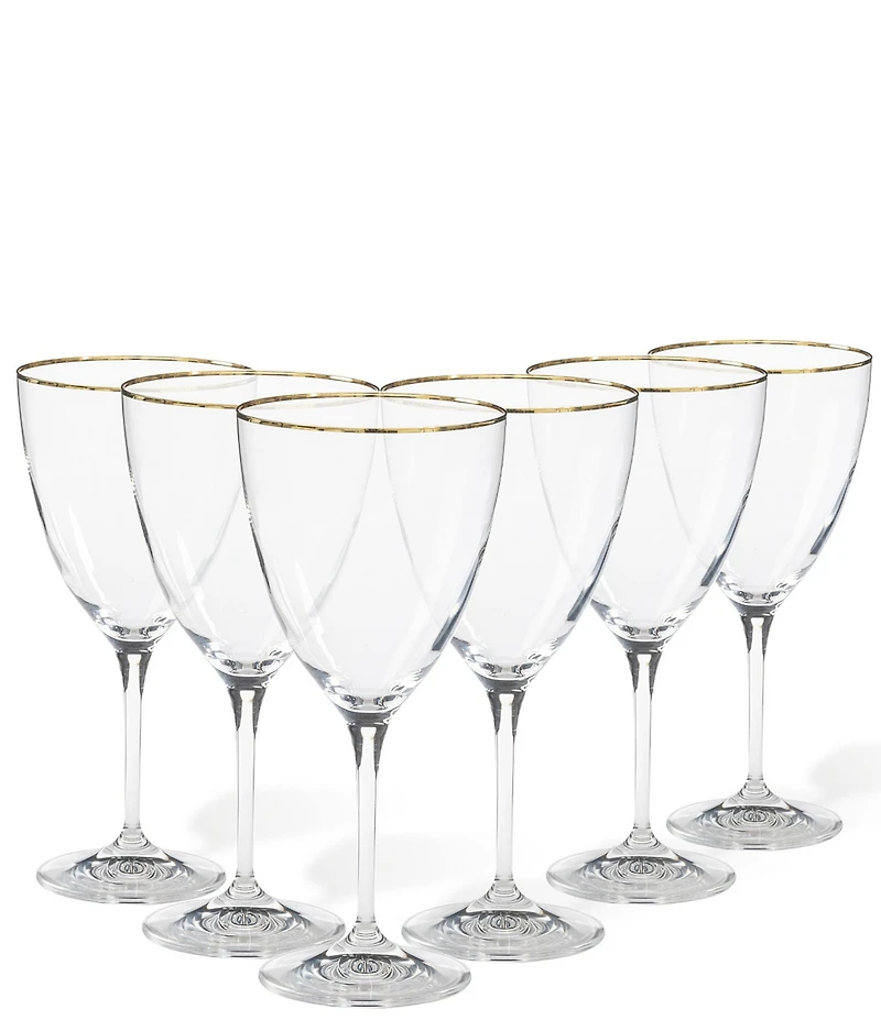 Costa Nova Sensa Gold Rim Water Glasses, Set of 6