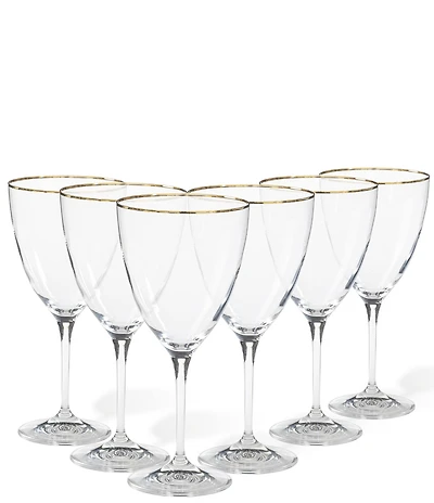Costa Nova Sensa Gold Rim Water Glasses, Set of 6