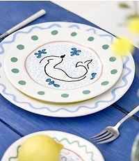 Costa Nova Summer Bliss Collection Mermaid White Salad Plates, Set Of 4