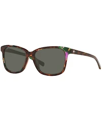 Costa Women's 6S2009 May Abalone 57mm Square Polarized Sunglasses
