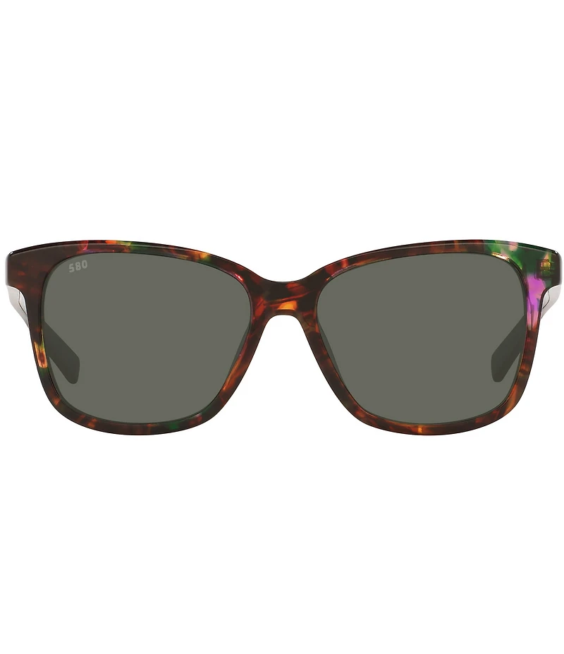 Costa Women's 6S2009 May Abalone 57mm Square Polarized Sunglasses