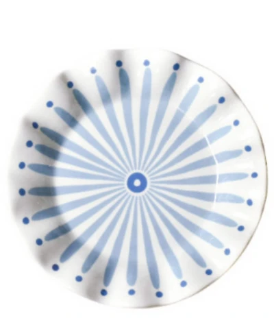 Coton Colors Iris Blue Burst Ruffle Salad Plate Set of 4