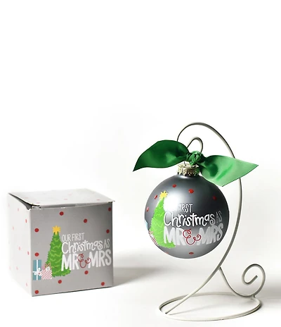 Coton Colors 1st Christmas As Mr. & Mrs. Glass Ornament With Stand Set