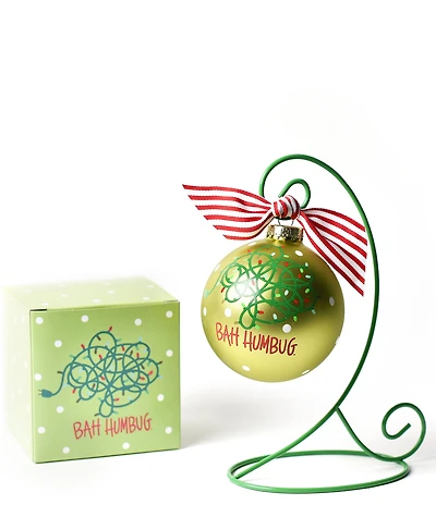 Coton Colors #double;Bah Humbug#double; Tangled Christmas Lights Glass Ornament With Stand Set