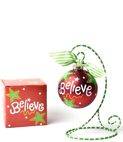 Coton Colors Believe Glass Ornament With Stand Set