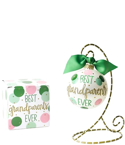 Coton Colors Best Grandparents Ever Glass Ornament with Swirl Stand Set