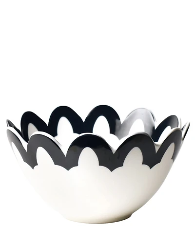 Coton Colors Black Arabesque Scallop Bowl, 9-inch