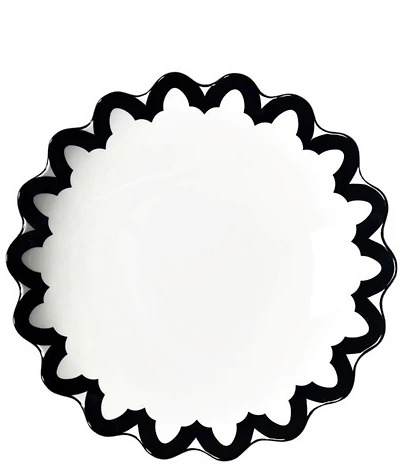Coton Colors Black Arabesque Scallop Pasta Bowl, 14-inch