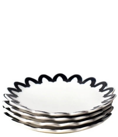 Coton Colors Arabesque Collection Trim Scallop Salad Plates, Set of 4