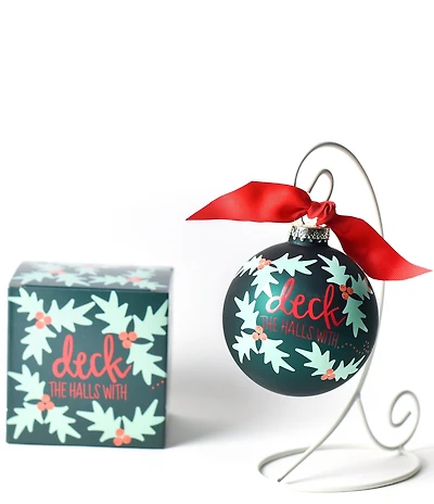 Coton Colors Boughs Of Holly Glass Ornament With Stand Set