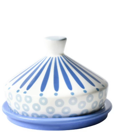 Coton Colors Iris Blue Burst Round Butter Dish