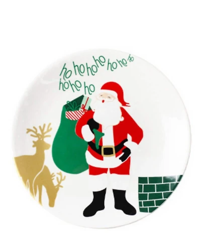 Coton Colors Christmas in The Village Santa On the Rooftop Salad Plates, Set of 4
