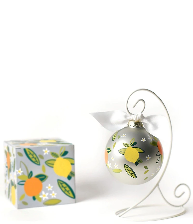 Coton Colors Citrus Glass Ornament with White Swirl Stand Set